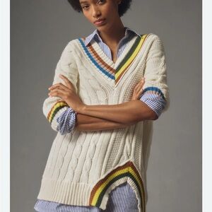 Maeve Anthropologie Colorful Striped Women's twofer Sweater